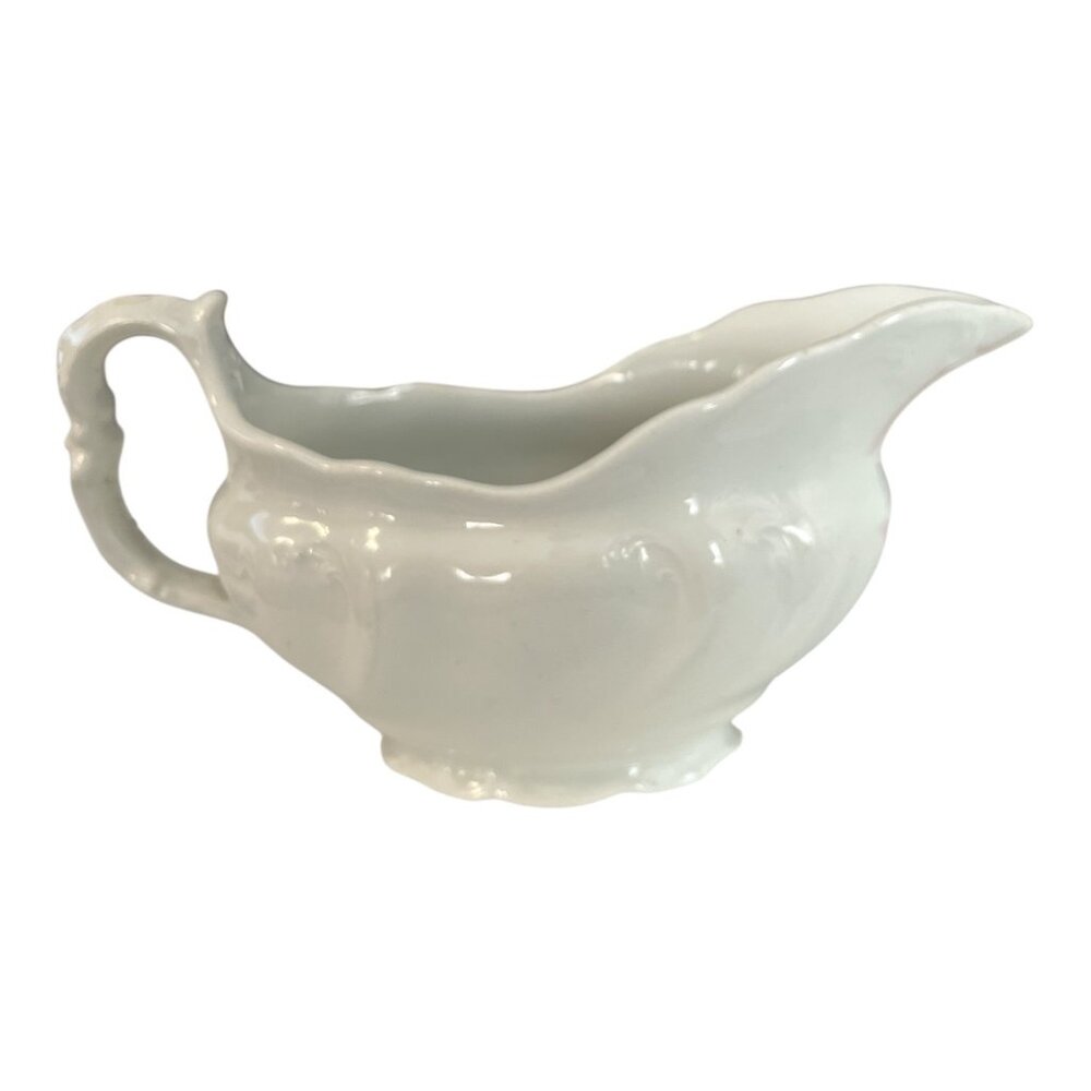 VTG Hanley England Semi Porcelain White Gravy Boat Ironstone Style